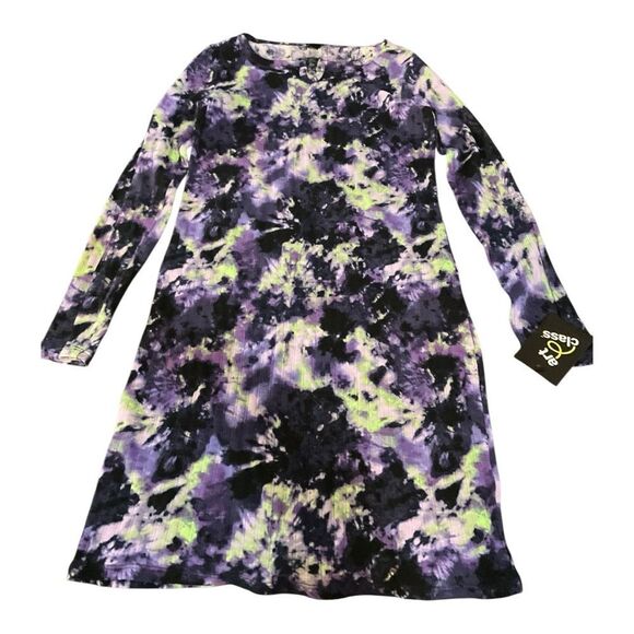 Art Class Vibrant Purple and Black Tie-Dye Dress - Picture 1 of 4